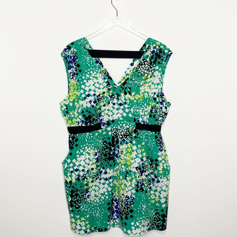 Motherhood Maternity Womens Sz L Green/Black/Blue + Sleeveless V-Neck Pull-Over
